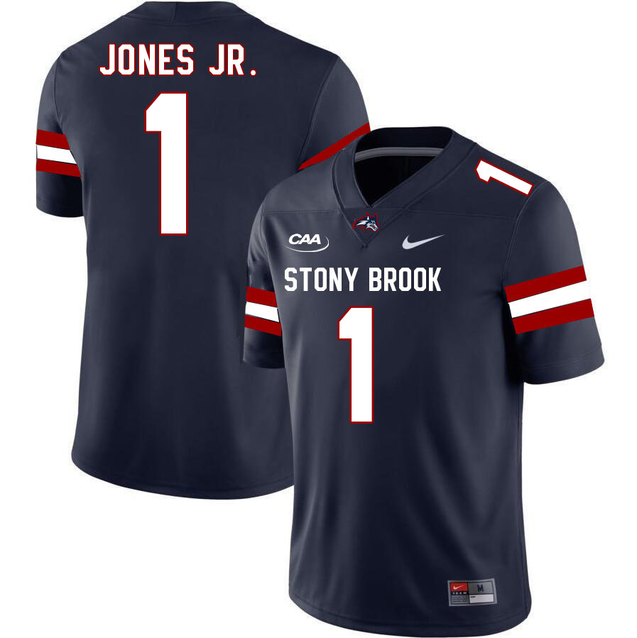 Stony Brook Seawolves #1 Deshawn Jones Jr. College Football Jerseys Stitched-Navy